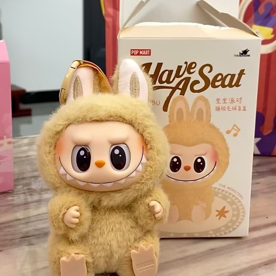 High Quality Purple Labubu Mokoko 17cm The Monsters Labubu Macarone Labubu Keychain Spring Wild Home Mokoko Pumpkin Replica