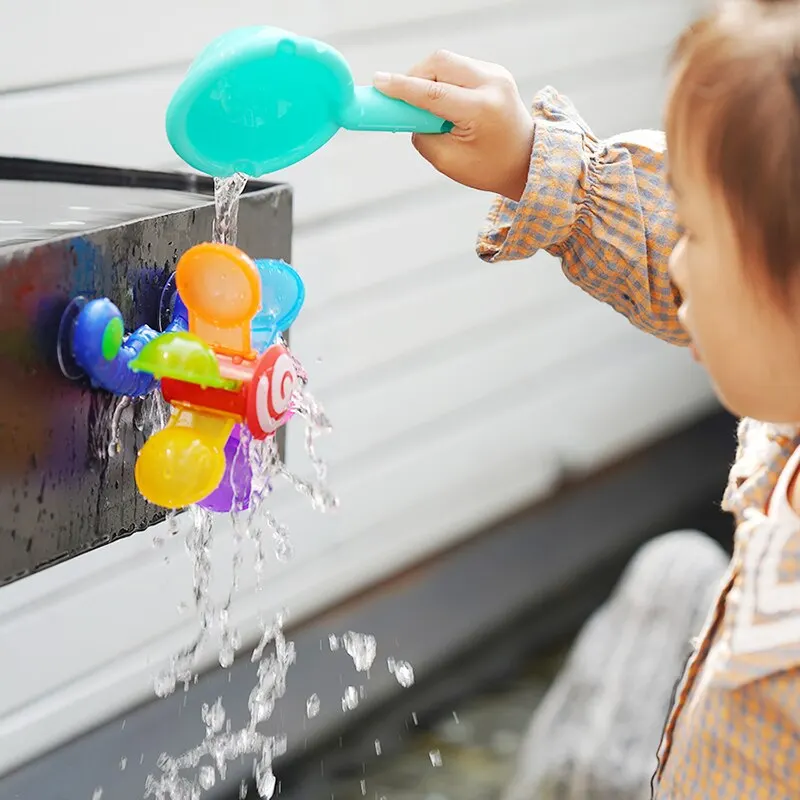 Colorful Waterwheel Bathing Sucker Baby Bath Toys Bathtub Water Spray Play Set Shower Sprinkler Toy For Kids 2