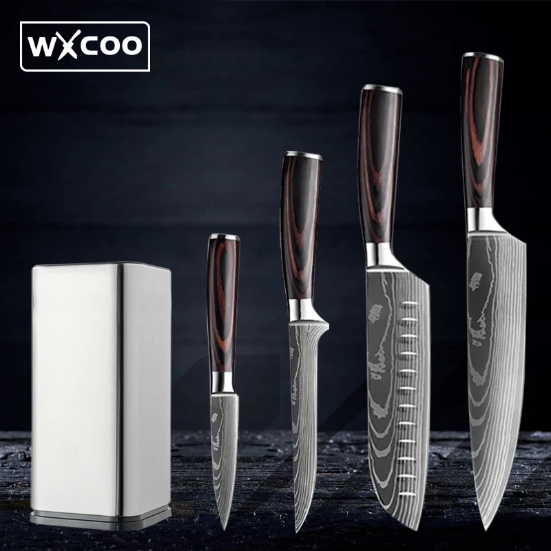 Professional Japanese Chef Knife Sharp Kitchen Knife Set Cooking Knives Set High Carbon Stainless Steel for Kitchen Knife Holder 1