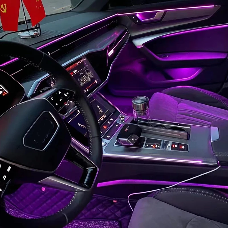 

Светодиодный внутренний атмосферный светильник для Audi A6 A6L C8 2018, освещение для двери, лампа с регулировкой температуры, оригинальное управление MMI