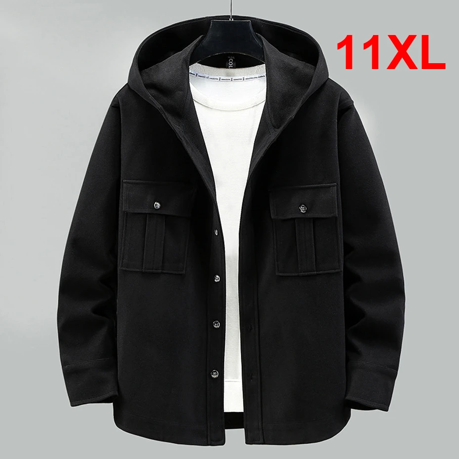 

2023 New Spring Autumn Jacket Men Wool Coat Plus Size 10XL 11XL Windbreak Jackets Male Black Coat Big Size 11XL