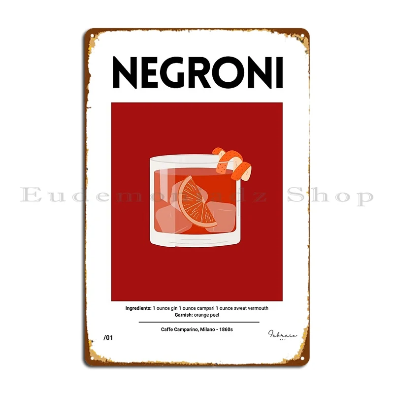 Negroni коктейльный дизайн рома Серия 1 металлический постер с табличкой персонаж гостиной вечерние проектирование кинотеатра жестяной знак постер