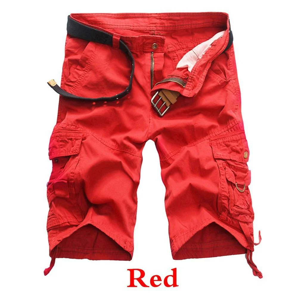 2024 High Quality Mens Camouflage Loose Shorts Solid Color Mid Waist Mens Work Street Casual Short