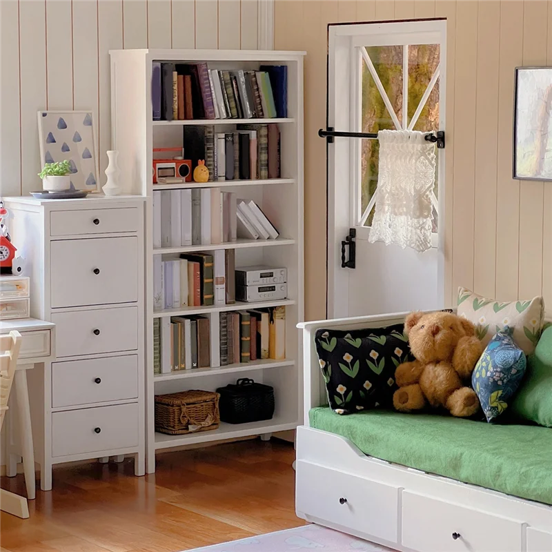1/10 Bjd Ob11 Miniature Dollhouse Furniture Mini Model Bookcase/Shelf/Locker Dollhouse Accessories White 5
