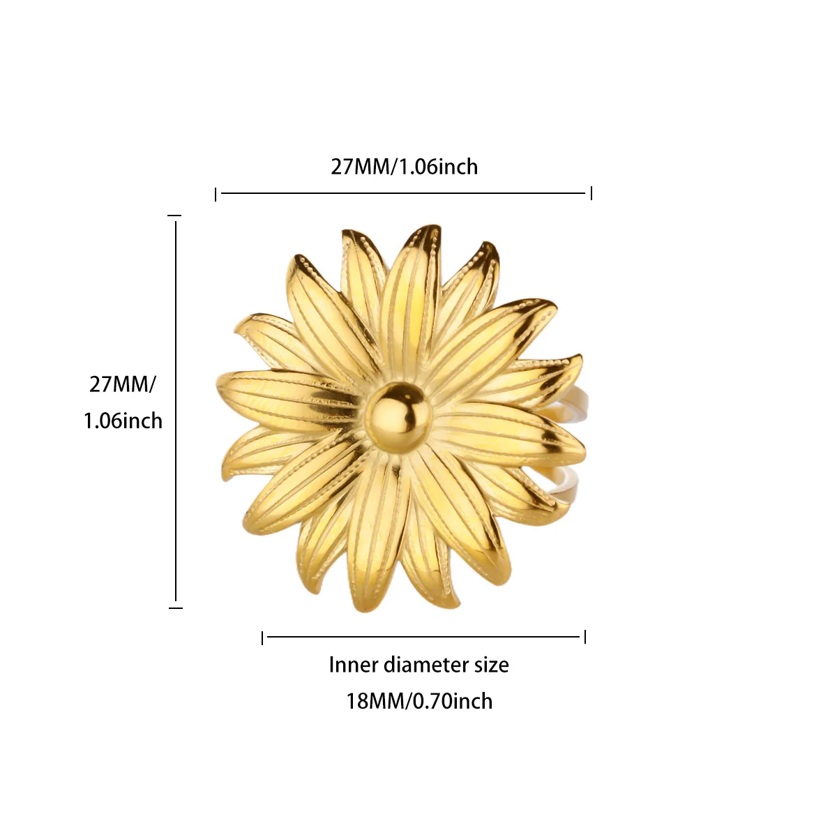 Stainless Steel Sunflower Rings