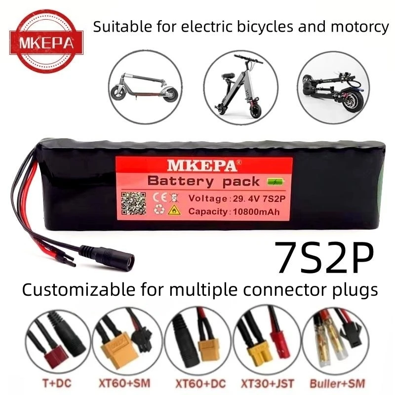 Bateria de Iões de Lítio para Bicicletas Elétricas 7s2p 29.4v 10800mah 29.4v 10.8ah 18650
