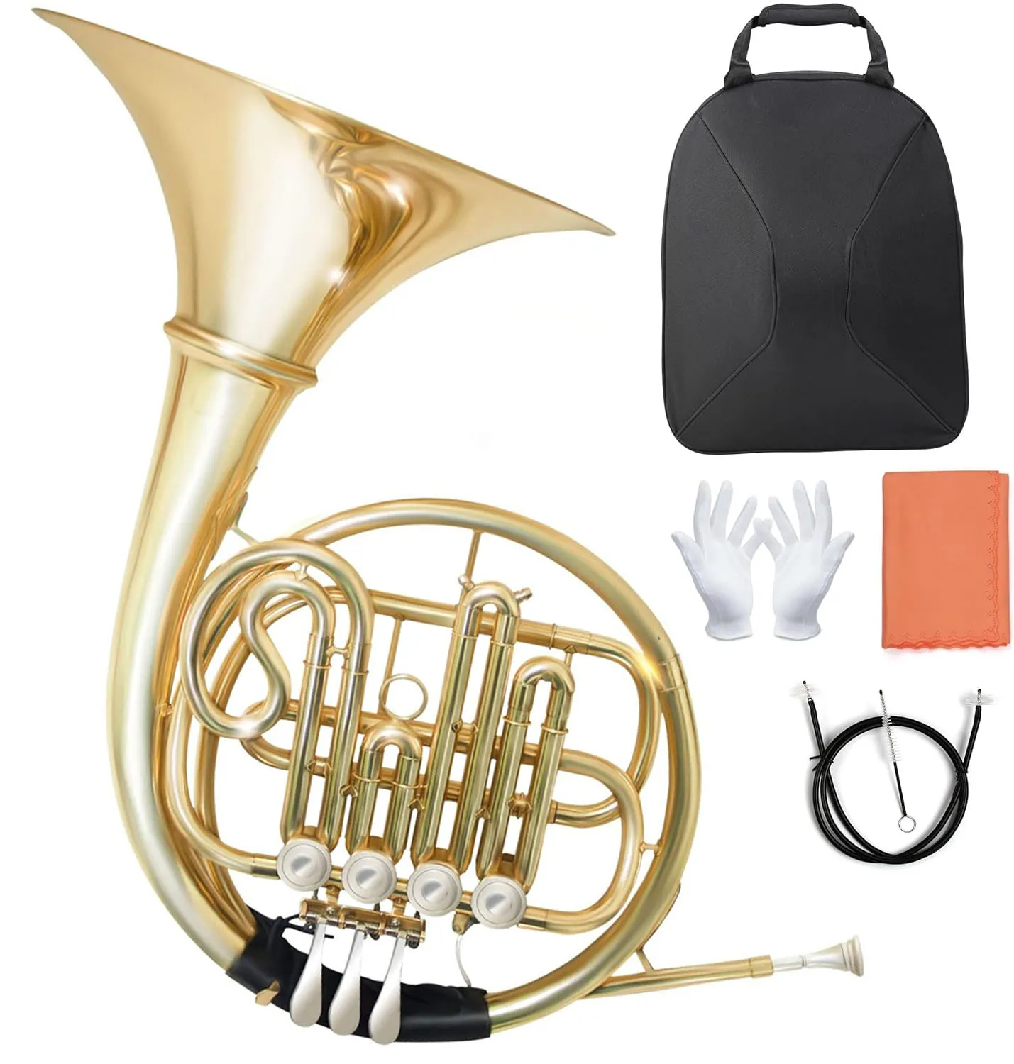 SLADE B Flat 3/4 Key Single Row French Horn Brass Lacquered Gold Craftsmanship French Horn for Beginners Exams Performances
