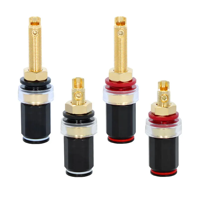 ขั้วต่อสายลำโพงไฮไฟ 4 ชิ้น ทองแดงแท้ ชุบทอง สำหรับขั้วต่อแอมพลิฟายเออร์ ใช้แทนขั้วต่อแบบกล้วย 1