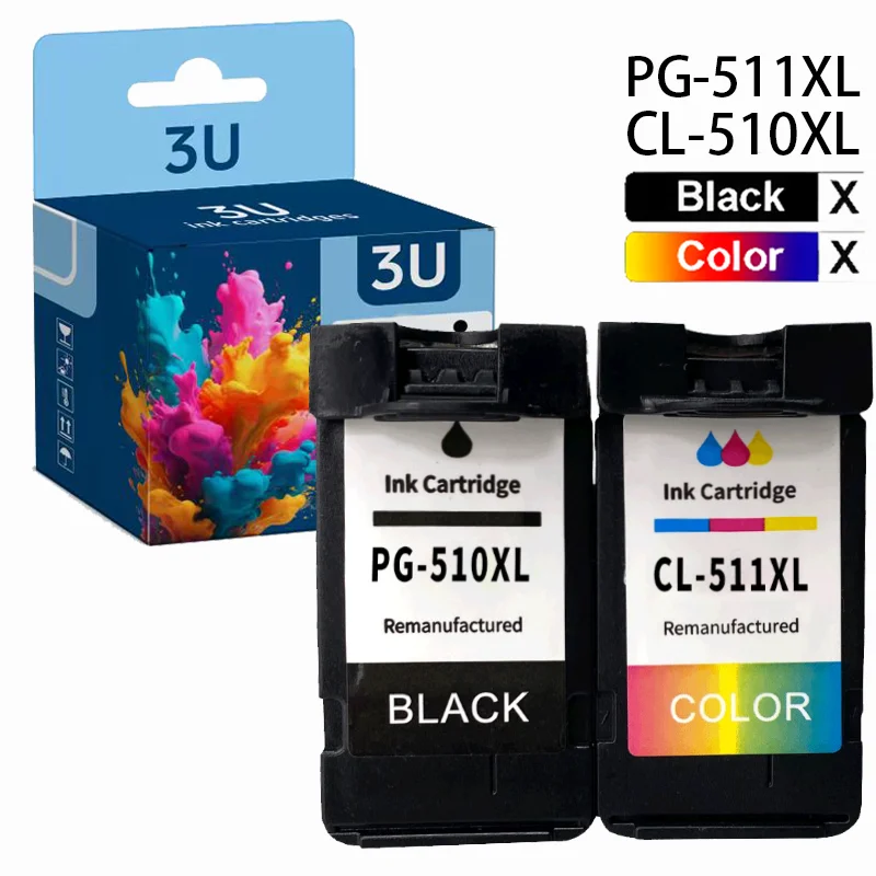 3U Compatible for Canon PG510 CL511 PG 510XL CL 511XL PG-510 Ink Cartridge For PIXMA IP2700 MP230 MP240 MP250 MP260 MP270 MP280
