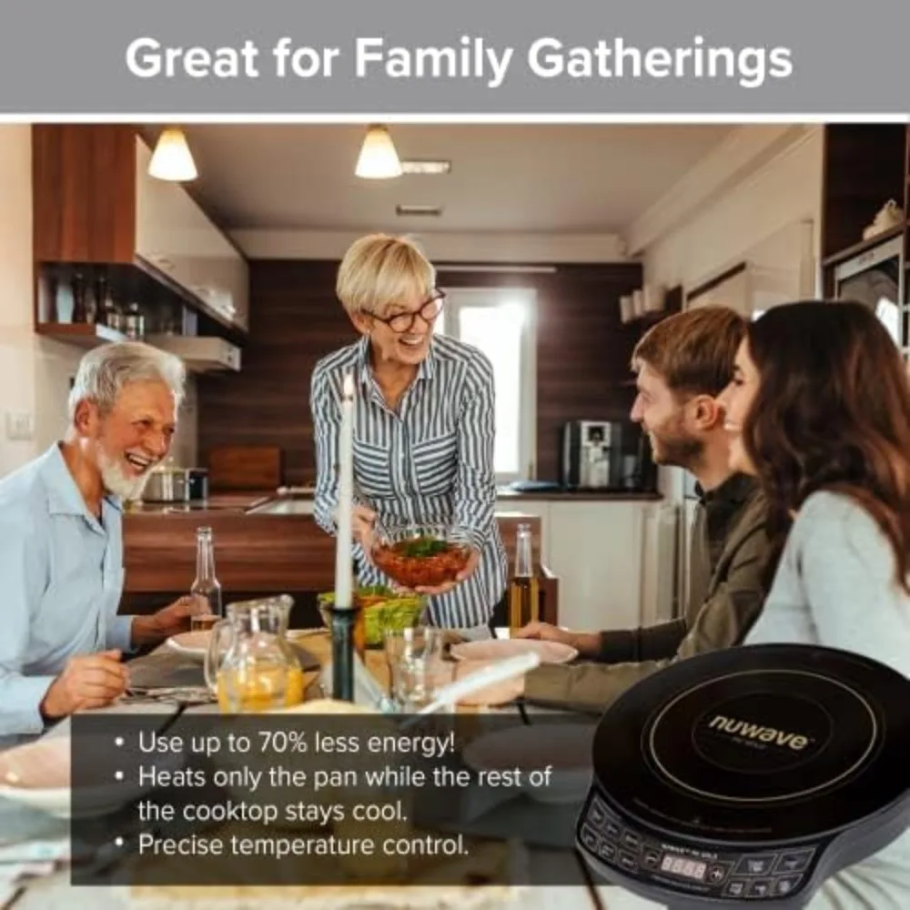 Precision Induction Cooktop, Portable, Powerful with Large 8&rdquo; Heating Coil,100&deg;F to 575&deg;F, 3 Wattage Settings