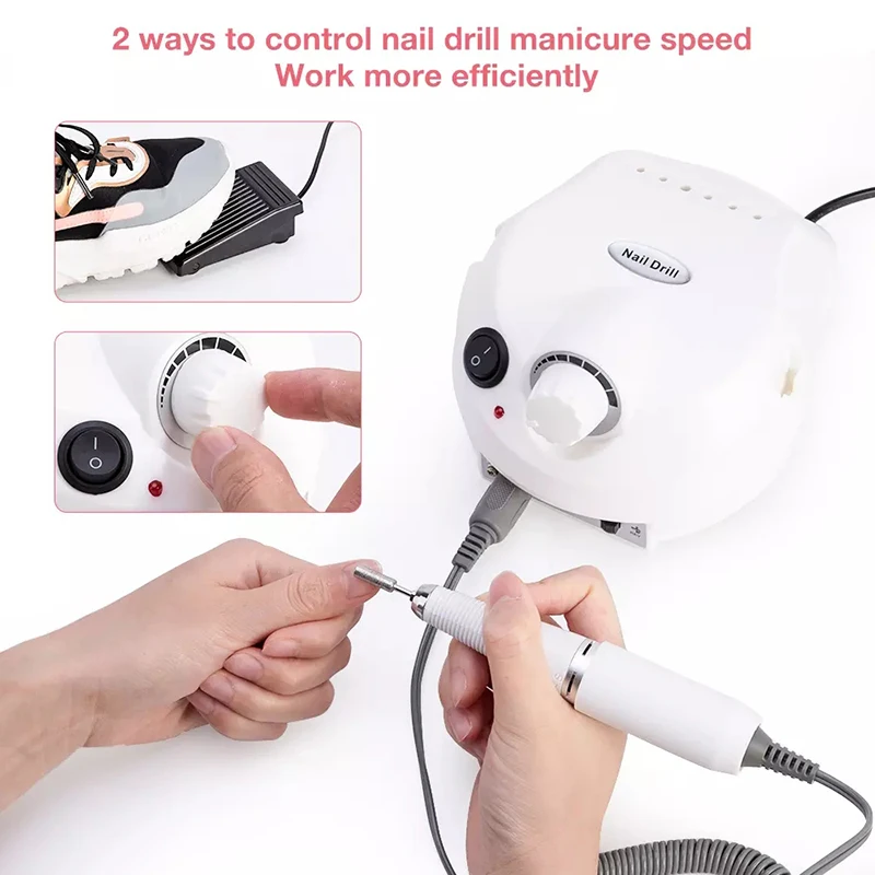 35000 RPM Electric Nail Polishing Machine Professional Manicure Drill Machine Set Pedicure Accessory Kit Nail Art Equipment Tool