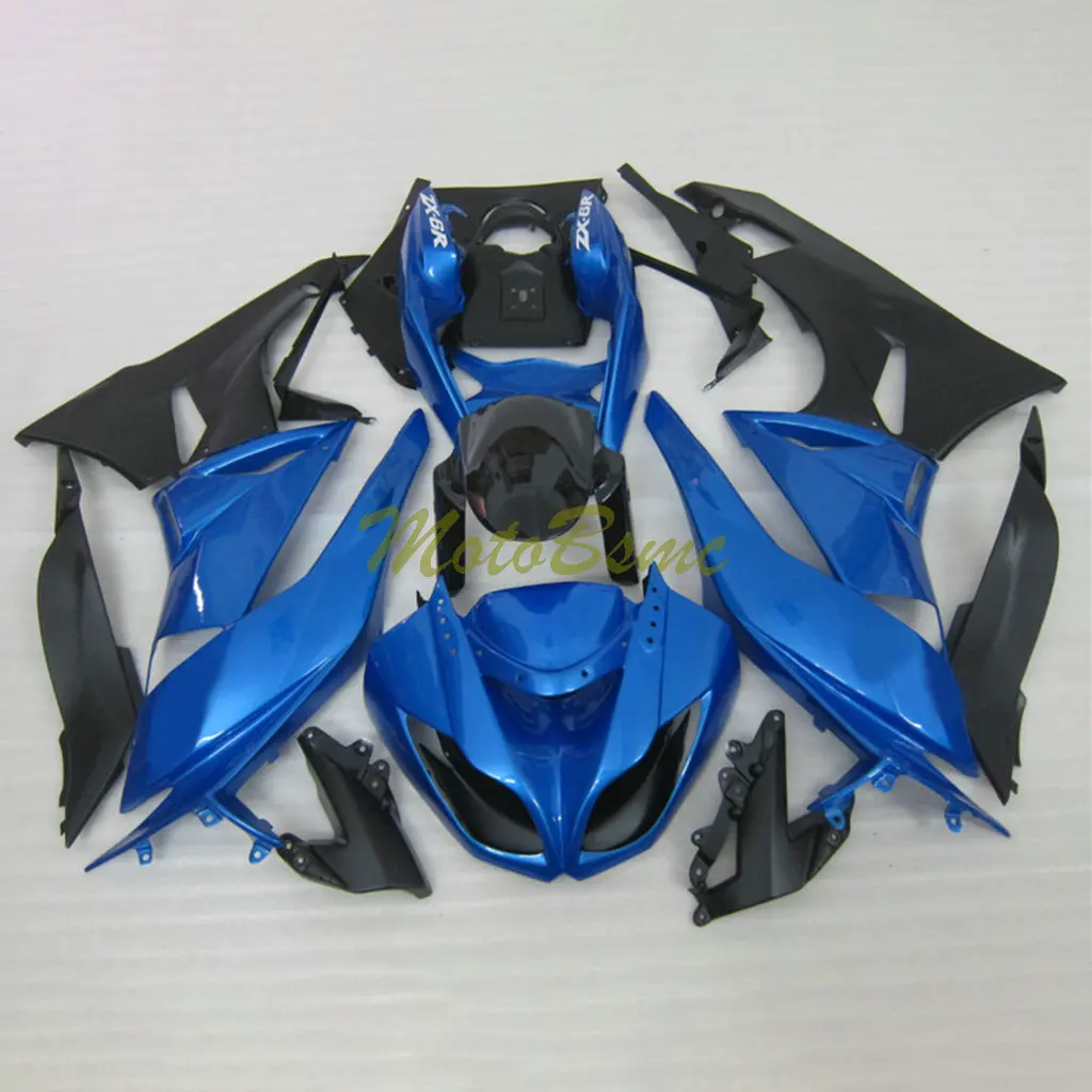 오토바이 블루 블랙 페어링 키트, 가와사키 닌자 ZX-6R 2009 2010 2011 2012 ZX 6R ZX6R 09-12 사출 차체 세트