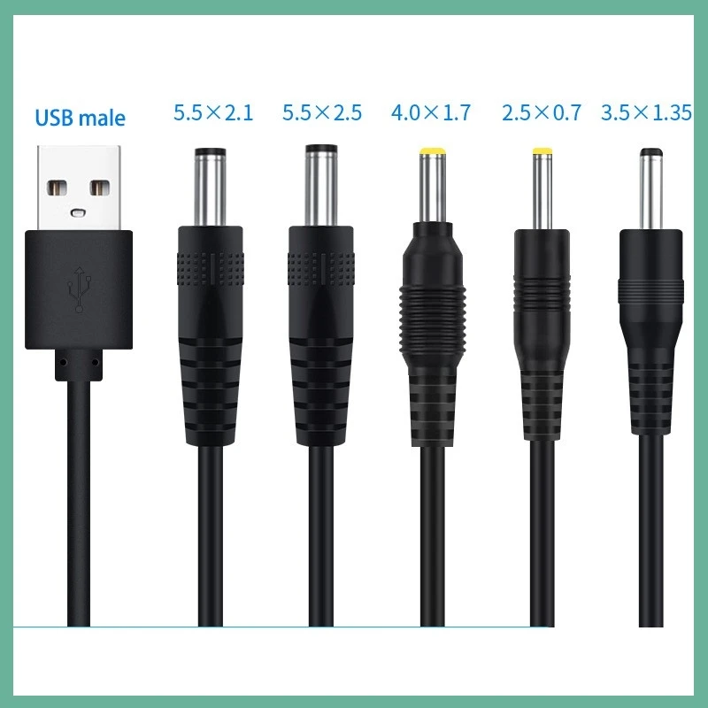 USB A 타입 수 플러그 - DC 2.5 3.5 1.35 4.0 1.7 5.5 2.1 5.5 2.5mm 전원 공급 플러그 잭 타입 A 연장 케이블 커넥터 코드 E3