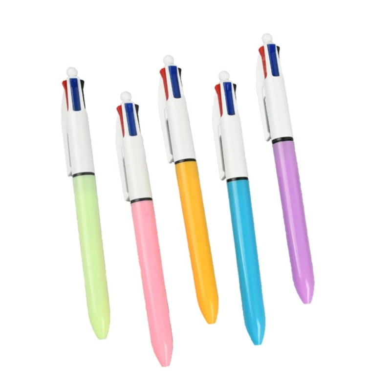 1 set di 4 pezzi di penne a sfera carine a testa di cartone animato con quattro colori, penna a sfera di colore pesca, regalo per studenti, incluse 4 penne | SHEIN ALIA