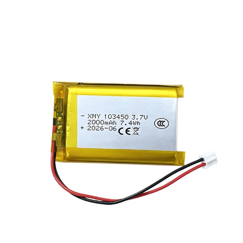 High-Capacity 3.7V Polymer Lithium Rechargeable Battery with JST PH 2.0mm 2-Pin Plug