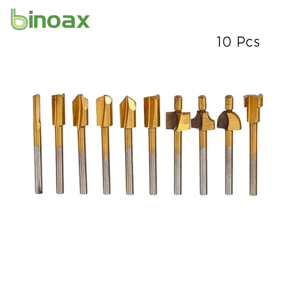 10Pcs Punte Del Router Hss Fresa Per Legno Adatta Dremel Set Di Utensili Rotanti 1/8 "3Mm Gambo Punte Del Router Di Carpenteria Per Utensili Rotanti F