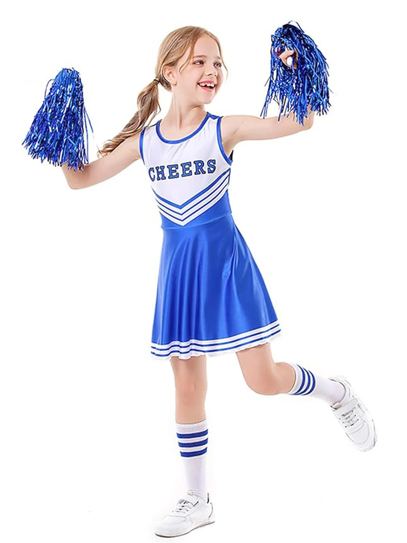 Children's Team Cheerleading Uniforms Girls Summer Sports Sleeveless Dresses Kids Fashionable Cheer Uniforms Skirts Cool