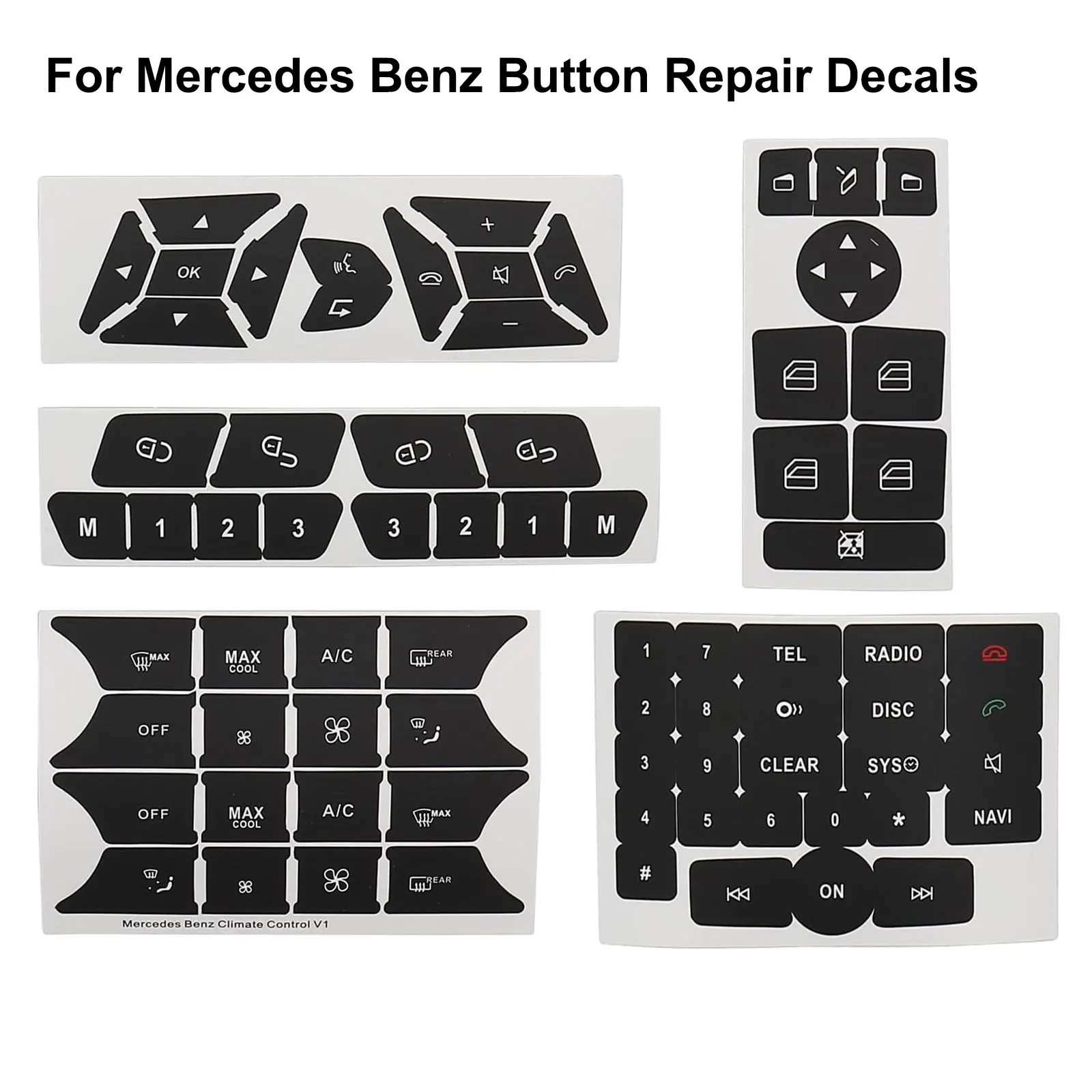 For Mercedes Car Button Repair Stickers For Benz C-Class W204 S20 E ...