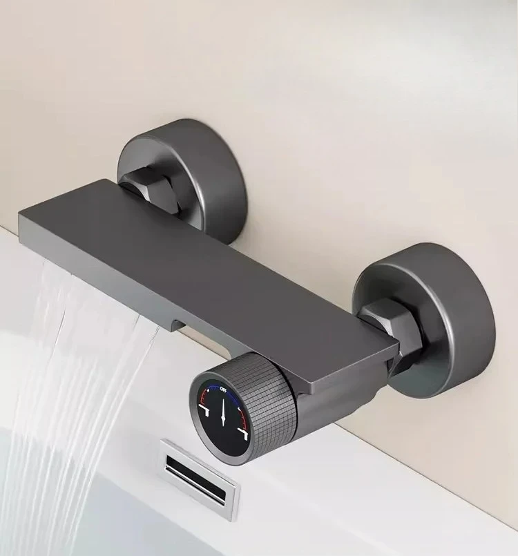 Solid Brass Deck Mounted Tub Shower Faucet - Hot/Cold High Flow Mixing Valve with Shower Head, Bathroom Fixture