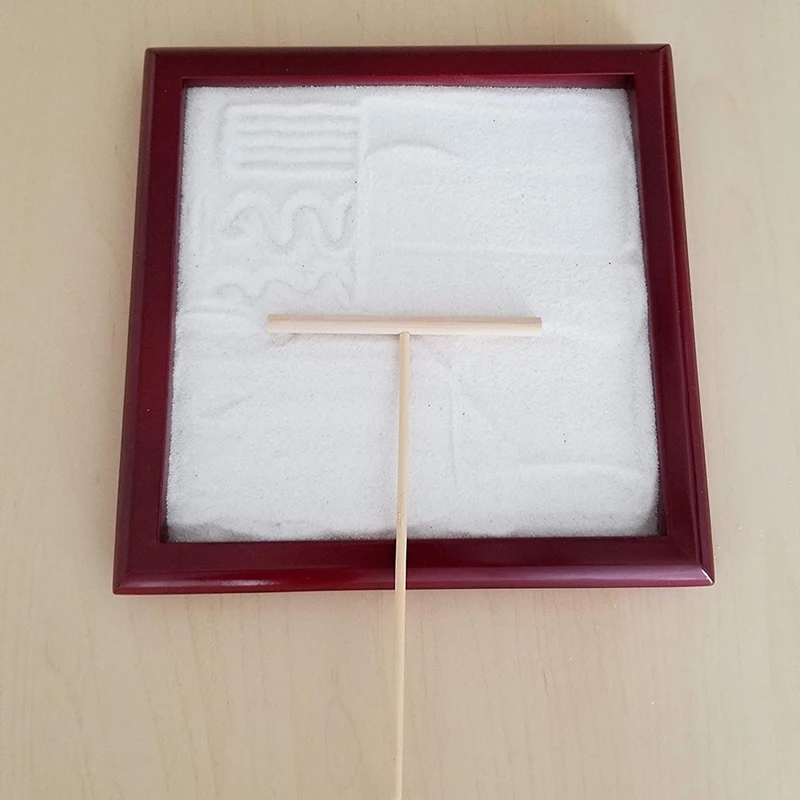 Mini Japanese Zen Garden Rake Bamboo Tool Set, Wooden Sandbox Sand Play Therapy Toy Kit for Spiritual Peace Meditation