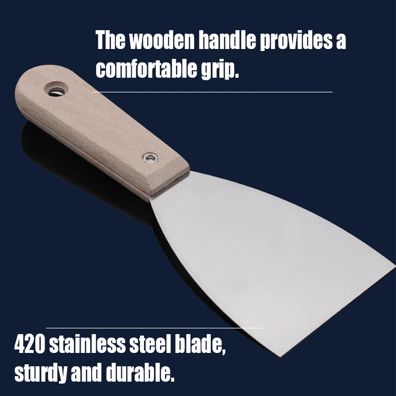 1PCS 1-6 Inch Stainless Steel Putty Knife Wood/Plastic Handle Scraper Paint Knife Decoration Wall Scraper Paint Tool
