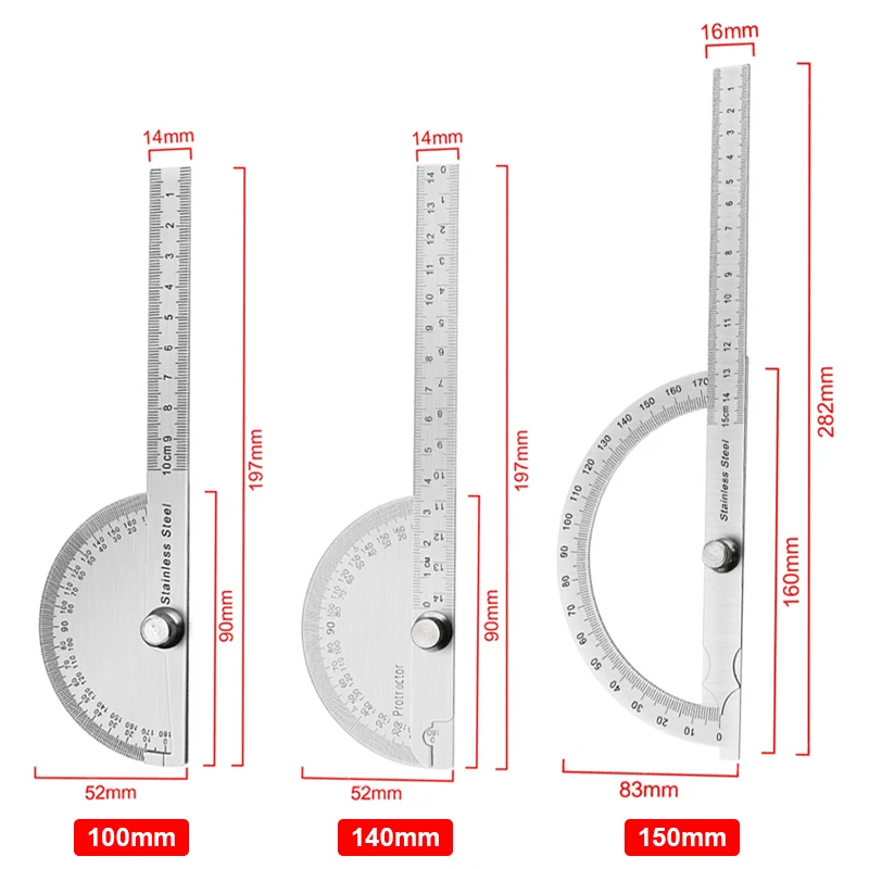 Angle Measuring Tool 180 Degree Protractor Metal Angle Finder Goniometer Angle Ruler Stainless Steel Woodworking