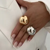 Exaggerated Metal Glossy Round Ball Shape Ring for Women Men Fashion Gold Silver Color Geometric Adjustable Rings Jewelry - Image 3