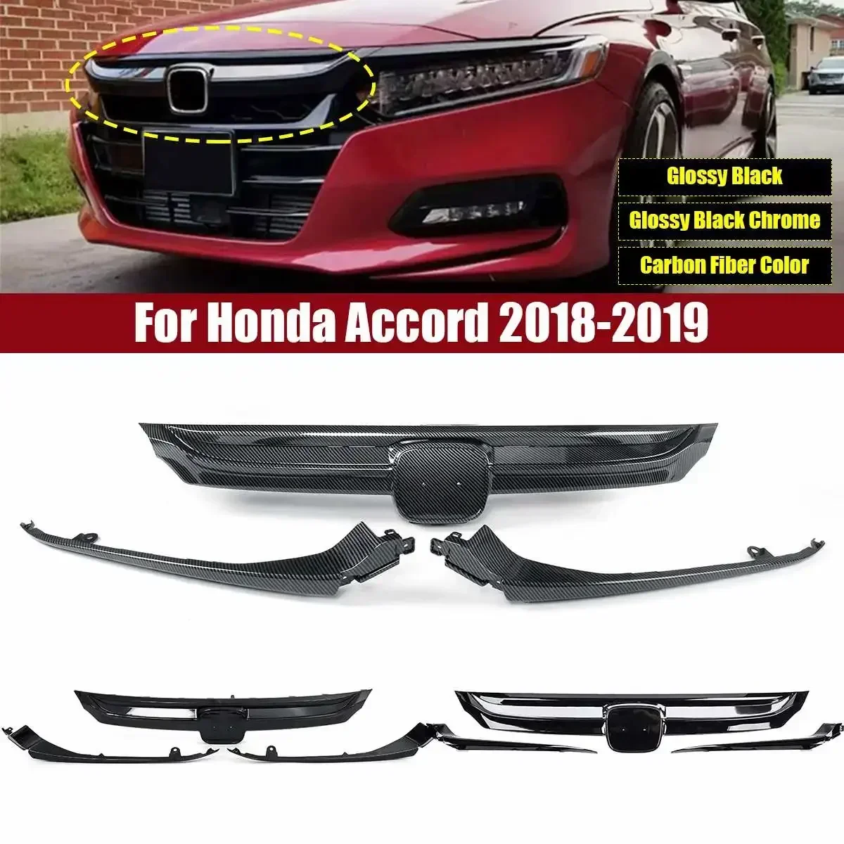 

Car Front Bumper Lip For 2018-2020 Honda Accord 4 door Sedan All Models the front bumper air Racing Grills