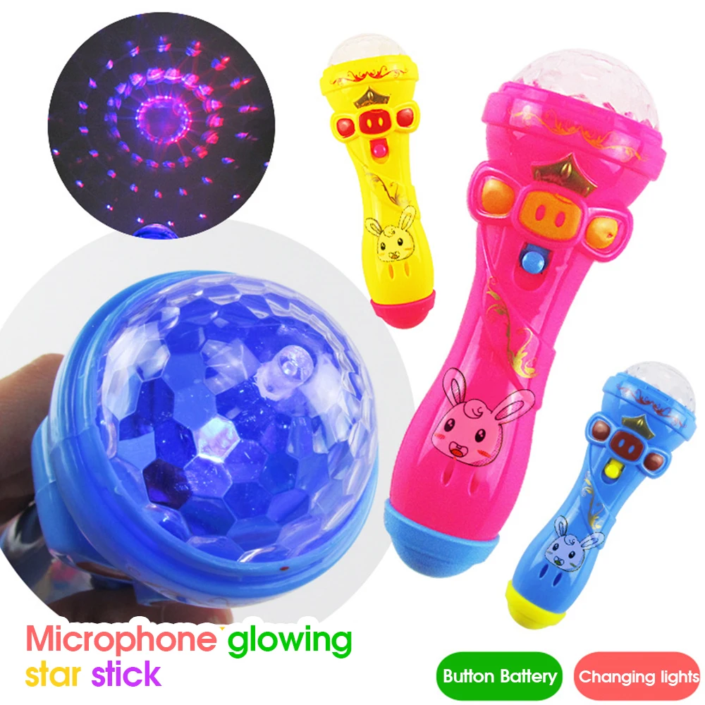 

1pcs LED Light Flashing Projection Microphone Torch Shape Kids Children Toy Gift Night Starry Sky Light Baby Bedtime Fun Toys