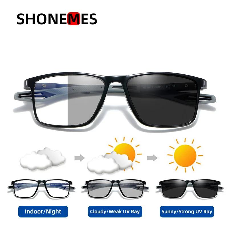 

ShoneMes Anti Blue Light Square Eyeglasses Sports Photochromic Glasses TR90 Frame Optical Computer Eyewear for Men Women