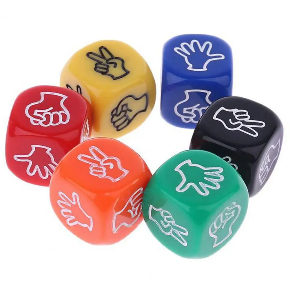 

6Pcs Interactive Finger Game Dice Set Compact Versatile Entertainment 6 Sides Dices for Party Props