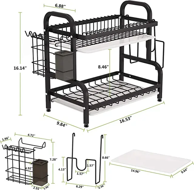 Kitchen Dish Drying Rack 2-Tier Compact 5