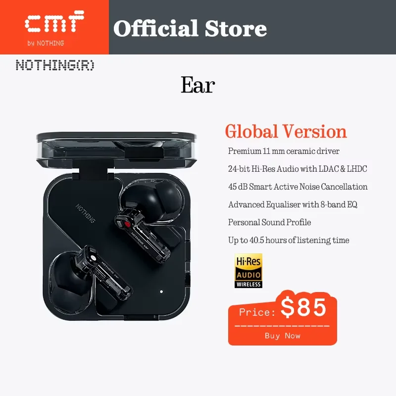 グローバルバージョン Nothing Ear 2024 イヤホン 45dB ANC ハイレゾ