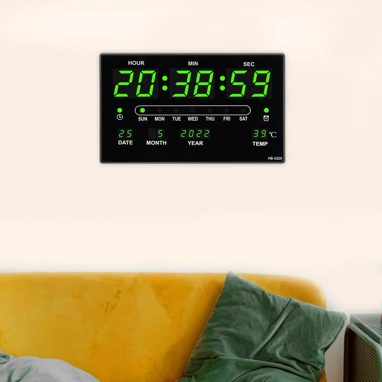 

Large Display Digital Clock with Date Time Week Indoor Temperature Precise Electronic Alarm Clocks for Bedroom Living Room