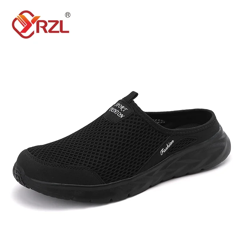YRZL Mens Half Slippers Summer Breathable Mesh Mens Shoes Outdoor