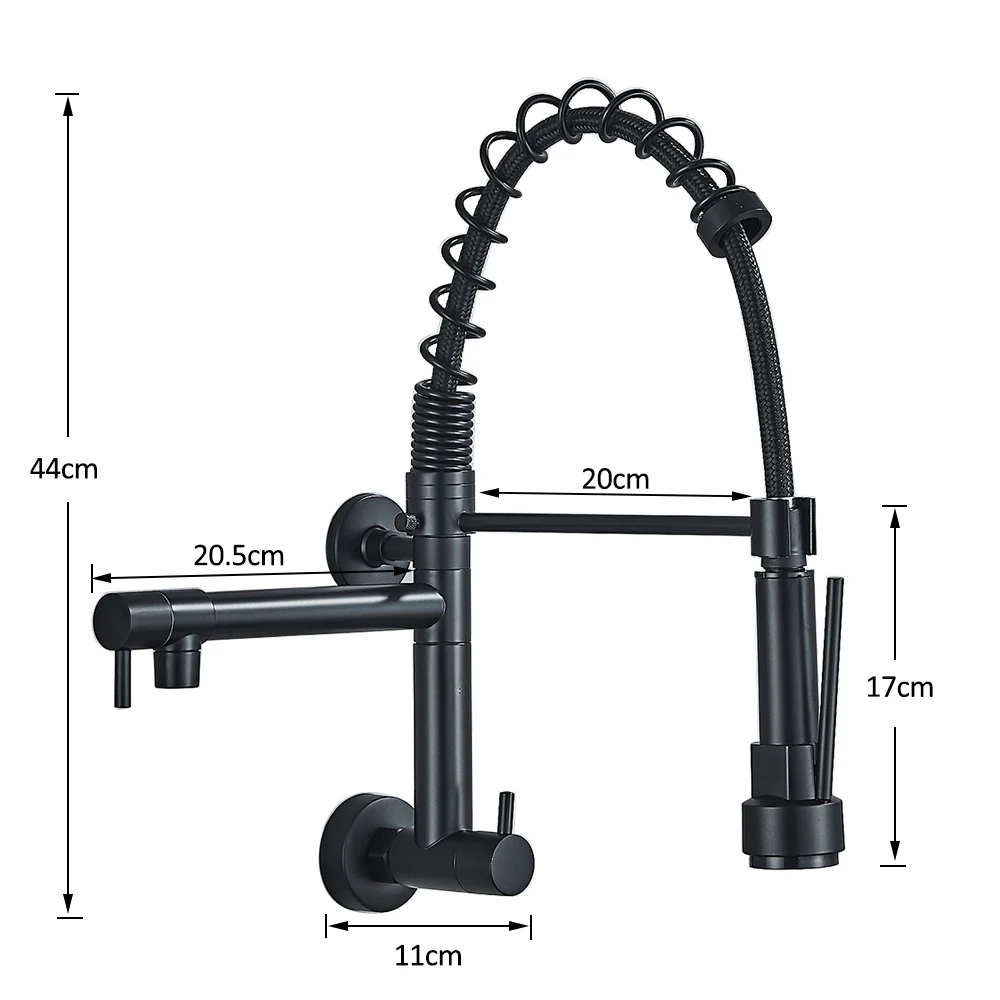 Pull Down Kitchen Faucet Wall Mounted Spring Single Cold Water Dual Spouts 360 Rotation Kitchen Tap kitchen faucets