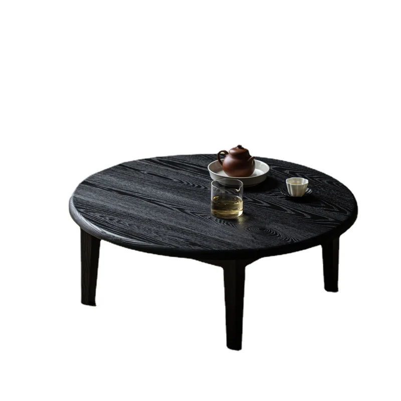 

ZL Solid Wood round Household Bay Window Japanese Style Tatami Tea Making Table