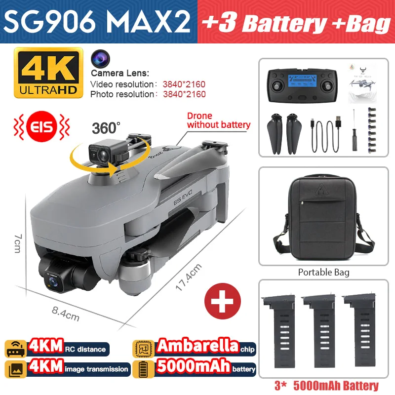 NEW SG906 MAX2 RC Drone Professional FPV 4K Camera Drones with 3-Axis Gimbal 5G WiFi Brushless GPS Quadcopter Obstacle Avoidance hx750 drone control RC Quadcopter