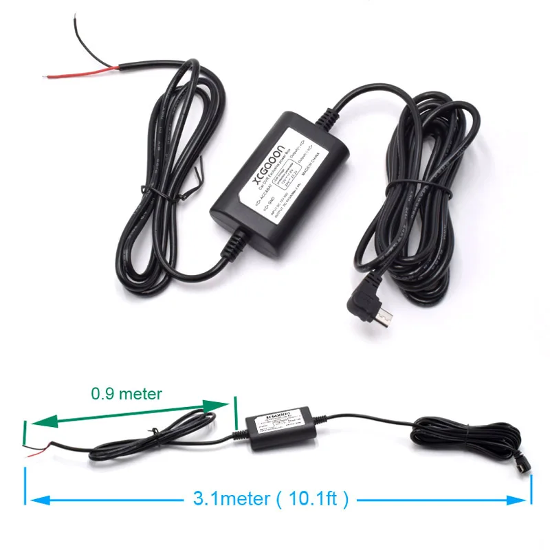 Kit Mini Usb Hardwire Pour Caméra Embarquée, 12 V-24 V Vers 5 V, 3 M
