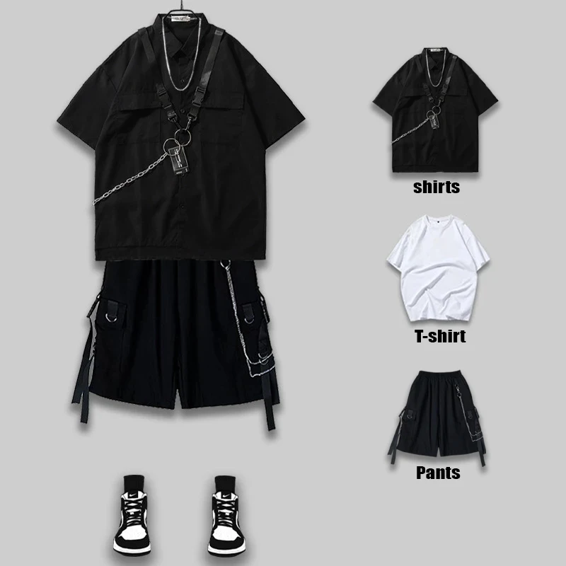 2022 Men's Shirts Short Sleeve T-Shirts Men's Shorts Suits Streetwear Fashion Men's Clothing Complete Sets Gothic Mens Clothes