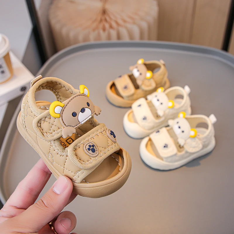 Simple Cute Newborn Baby Toddler Sandals Cartoon Bear Casual Children Sandal Boy Girl Baby Soft Comfortable Kick Resistant Shoes