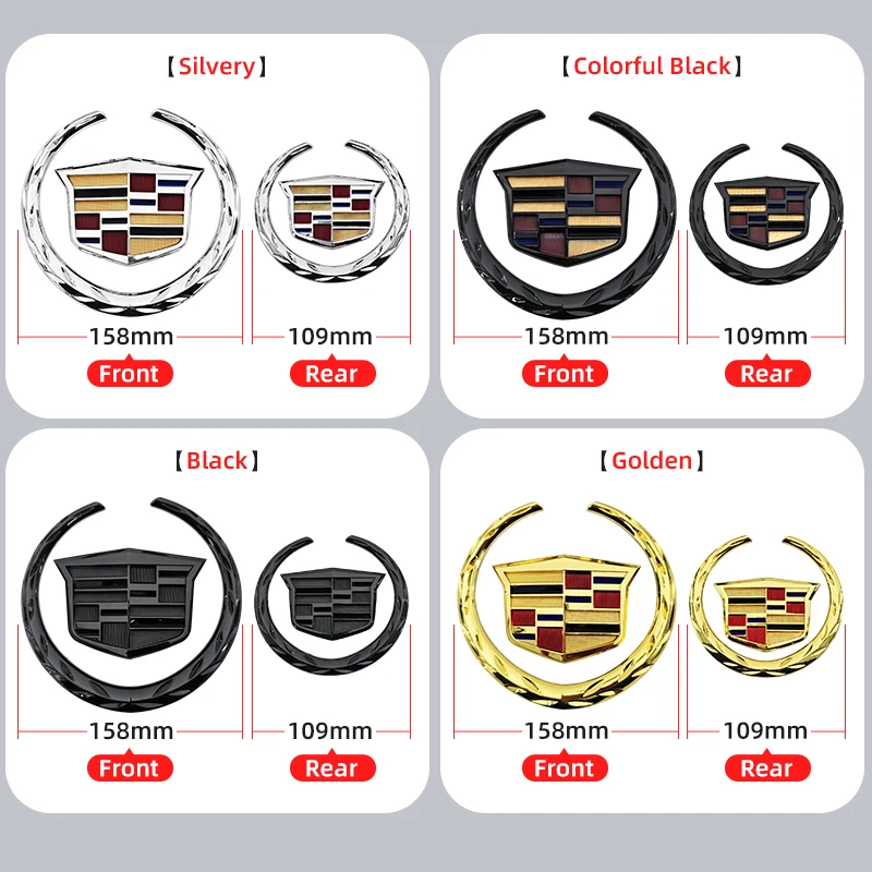 캐딜락 로고 SRX ATS XTS 2021 2020 2019 2018 2017 차량용 전면 중앙 그릴 엠블럼 후면 트렁크 배지 스티커 액세서리 1개