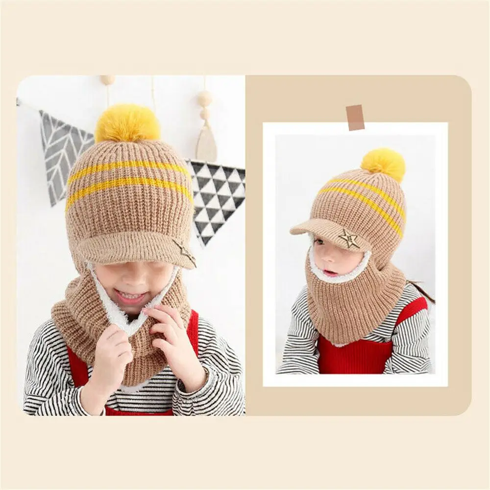 Kids Girls Boys Toddler Baby Winter Warm Hat Hooded Scarf Earflap Knitted Cap