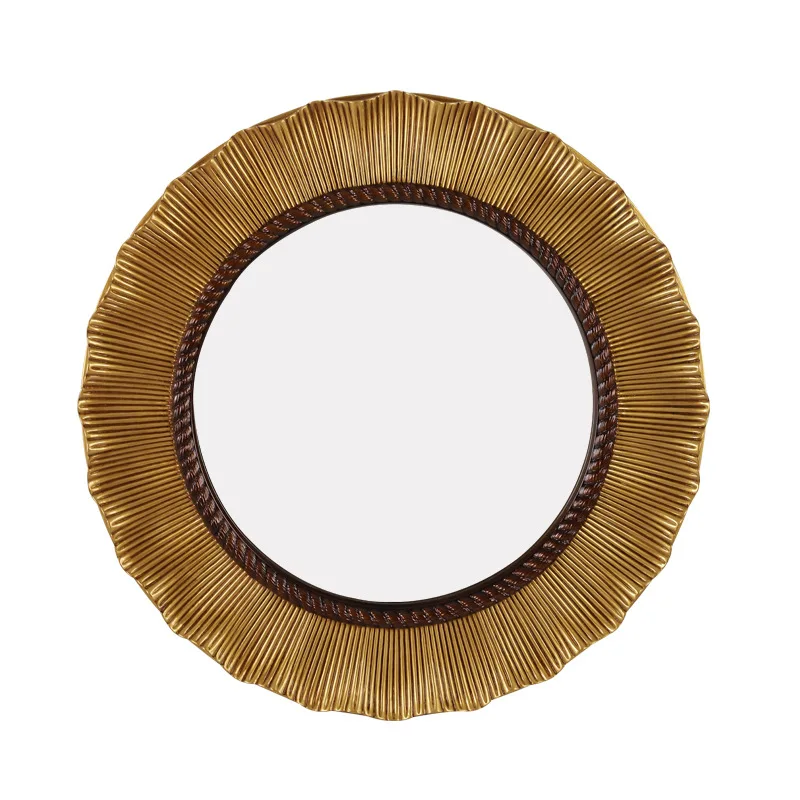 Retro Round Mirrors Household Decorative Frame Bathroom Living Room Porch  Wall Hanging Bathroom Decorative Mirrors Sunflower New