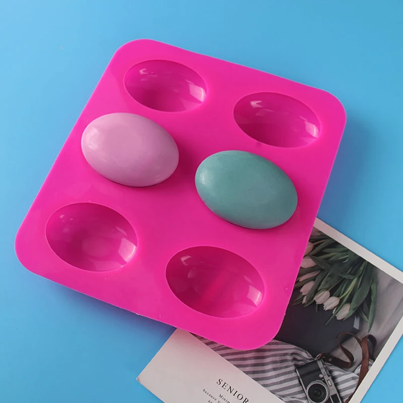 Duck Egg Silicone Mold Oval Handmade Soap Silicone Soap Mold 6 Even Egg Fondant Cake Porous Candle Making