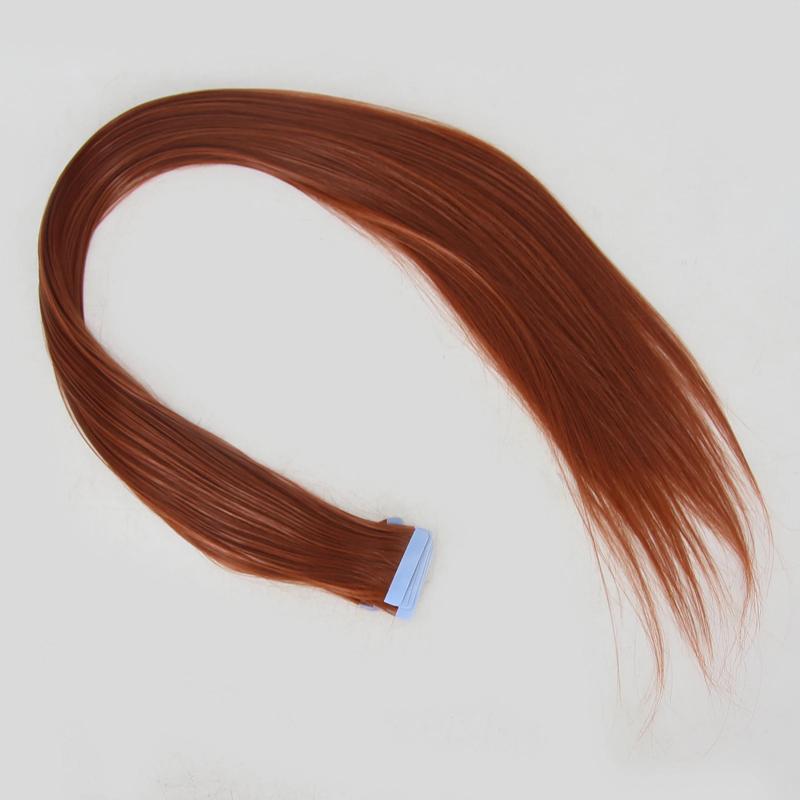 Thiswig Ginger Tape in Hair Extensions Straight Hair 40pcs Copper Brown Synthetic Extensions 24Inch Tape in