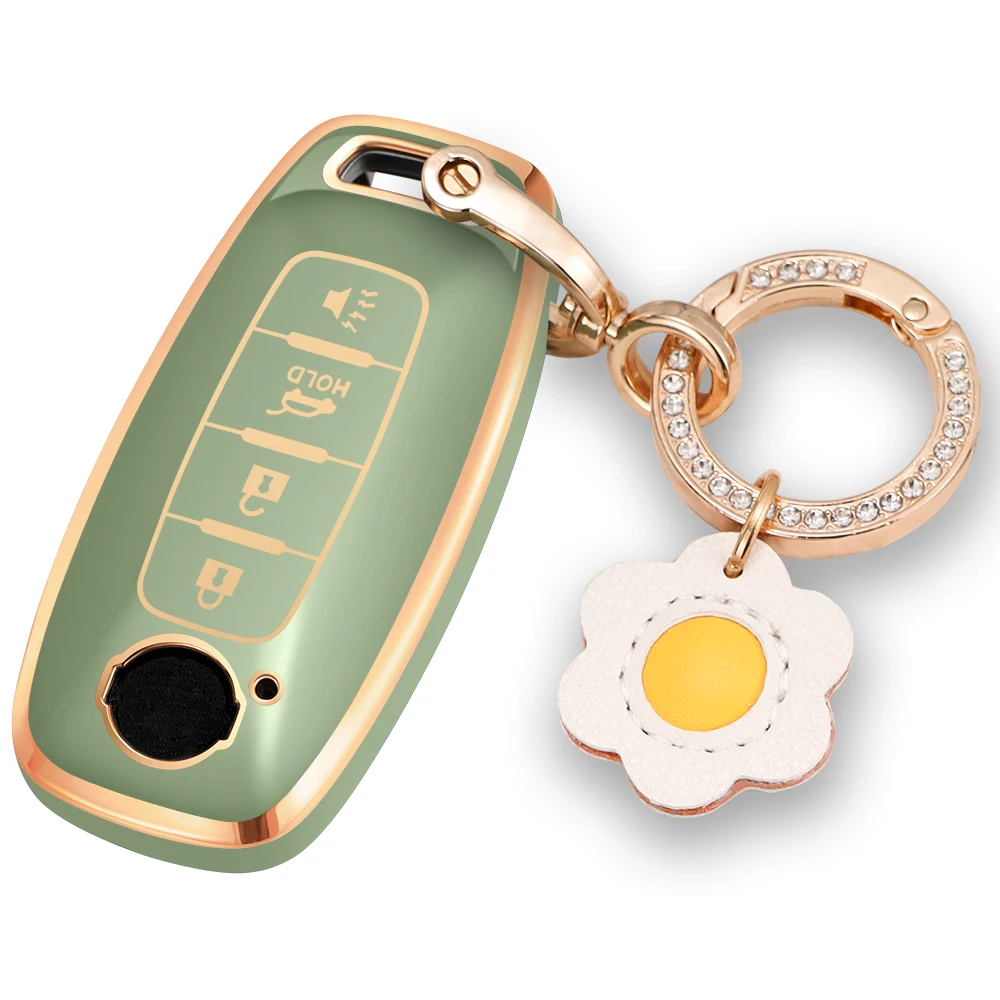 Women Keychain Key Fob Cover Shell 4/5 Button Keys for 2023 2024 Nissan Kicks Pathfinder Ariya Altima Rogue Car Accessories