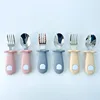 Baby Cartoon Tableware Set Children Utensil Stainless Steel Toddler Dinnerware Cutlery Cartoon Infant Food Feeding Spoon Fork 6