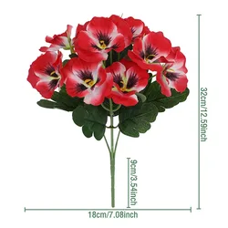 Vibrant Tricolor Violet Butterfly Pansy Artificial Flower Arrangement - 32cm Decorative Blooms for Home, Garden, and Events (Watermelon red)
