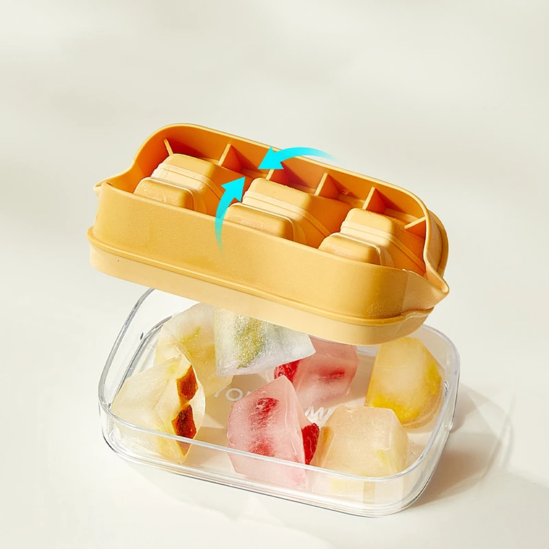 Easy-Release Ice Cube Tray 6 Grids with Removable Lid Mini Ice Cream Tools DIY Ice Making Mold Kitchen